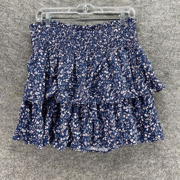 WallFlower Jeans Dresses & Skirts - 5/$45 WallFlower Skirt Women XL Blue Floral A-Line Midi Ruffle Lined Pull On